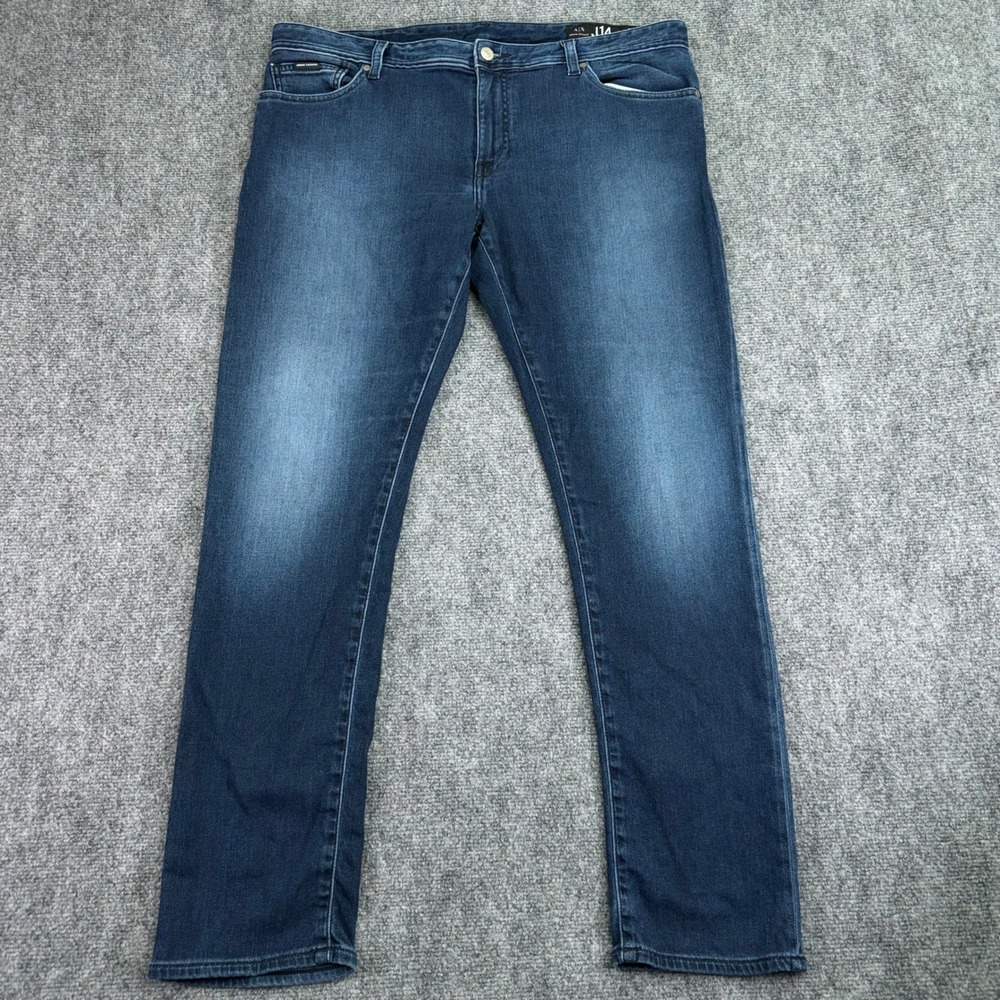 Armani Exchange Jeans Mens 38 (Fits 38x30.5) Blue J14 Skinny‎ Knit Denim